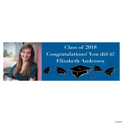 Small Blue Graduation Custom Photo Banner