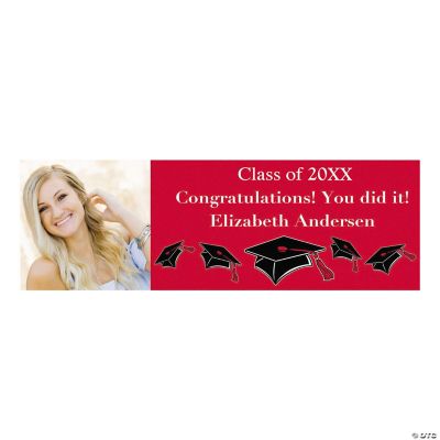 Medium Red Graduation Custom Photo Banner