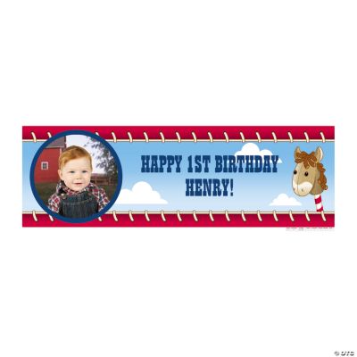 Medium 1st Birthday Cowboy Custom Photo Banners