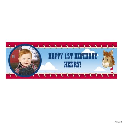 Small 1st Birthday Cowboy Custom Photo Banners