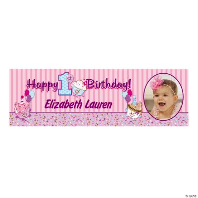 Medium 1st Birthday Cupcake Custom Photo Banner