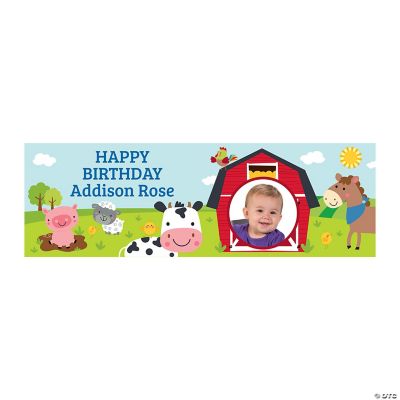 Medium 1st Birthday Farm Custom Photo Banner