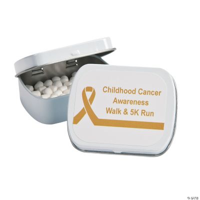 Personalized Gold Ribbon Mint Tins