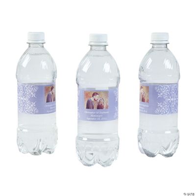 Custom Photo Wedding Water Bottle Labels - Lilac