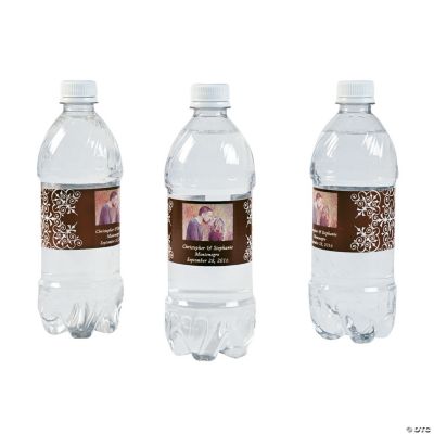 Custom Photo Wedding Water Bottle Labels - Chocolate Brown