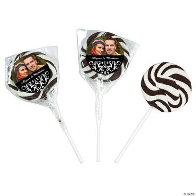 Black & White Wedding Custom Photo Swirl Pops