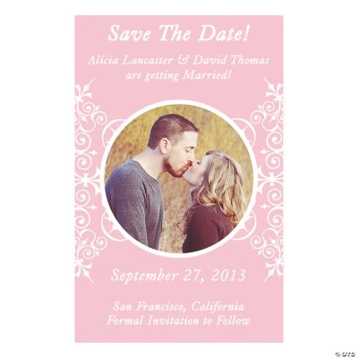 Custom Photo Monogram Light Pink “Save The Date” Magnets