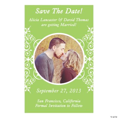 Custom Photo Monogram Lime “Save The Date” Magnets
