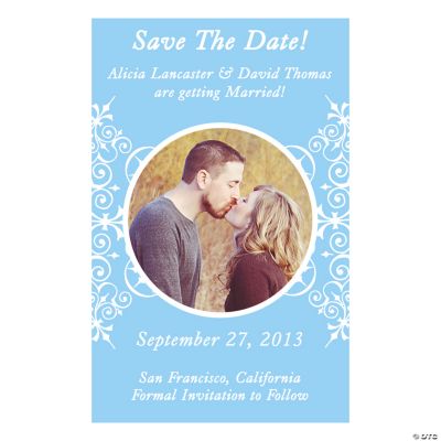 Custom Photo Monogram Light Blue “Save The Date” Magnets