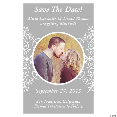 Custom Photo Monogram Silver “Save The Date” Magnets
