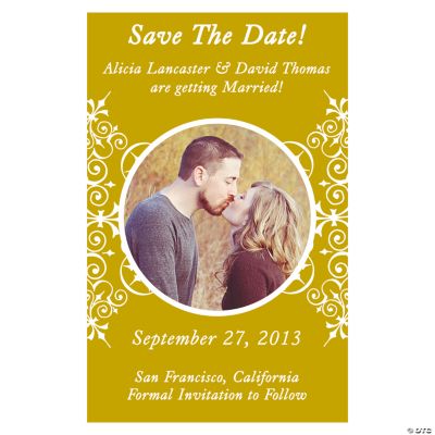 Custom Photo Monogram Gold “Save The Date” Magnets