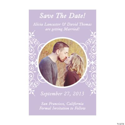 Custom Photo Monogram Lilac “Save The Date” Magnets