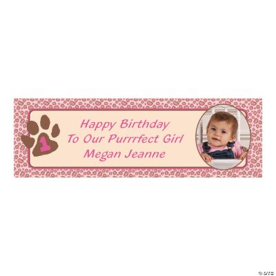 Medium 1st Birthday Cheetah Custom Photo Banner