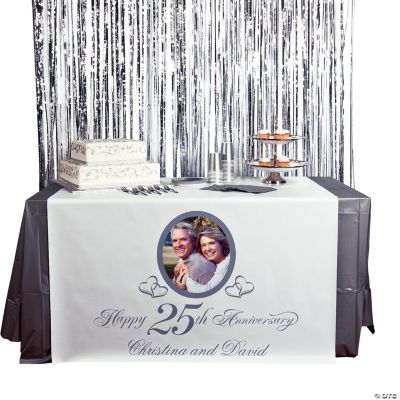 Personalized Photo 25th Anniversary Table Runner