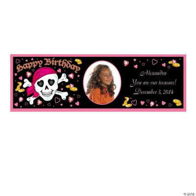 Personalized Pink Pirate Photo Banners