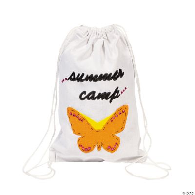 Felt Butterfly Canvas Drawstring Backpack
