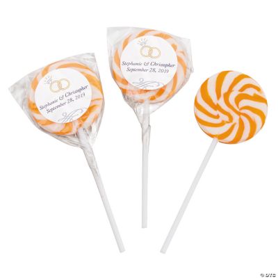 Personalized Wedding Ring Orange Swirl Pops
