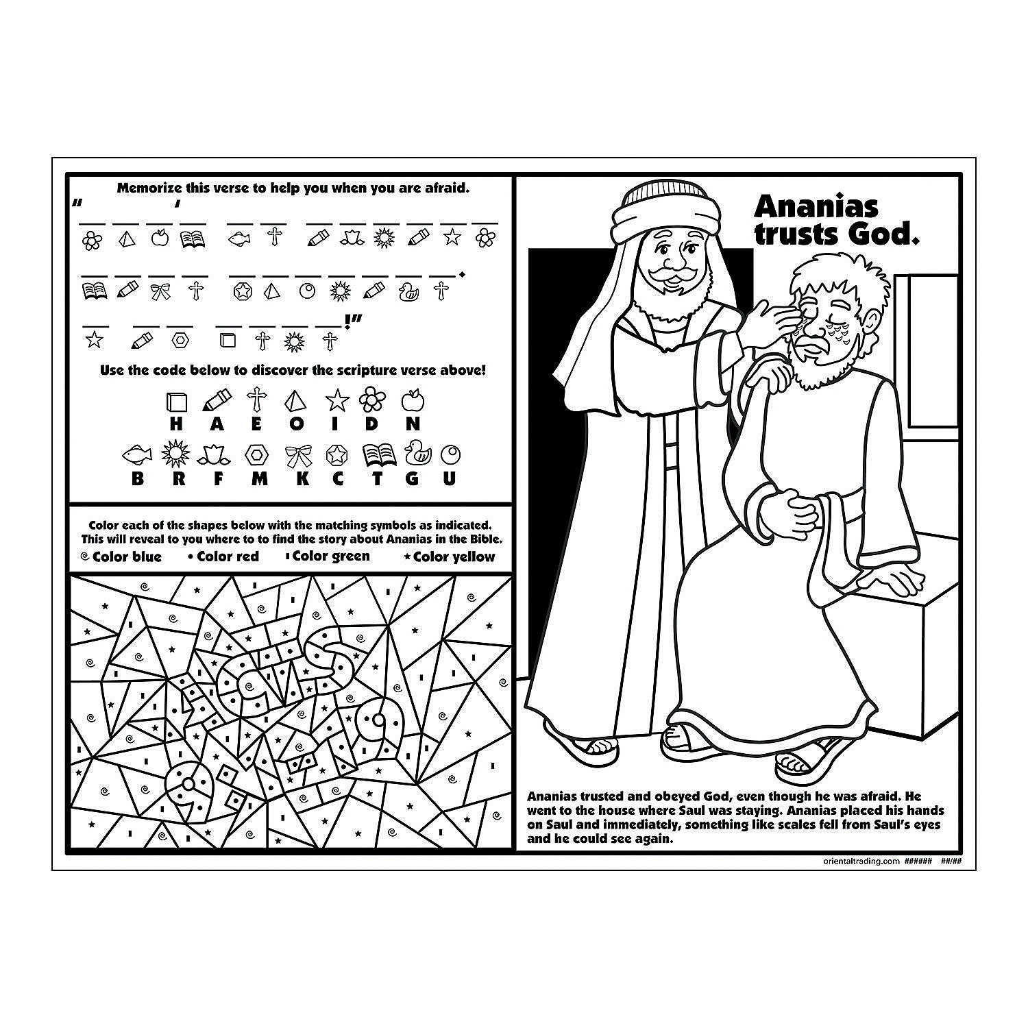 Ananias Helps Saul Activity Sheets, Activity Books, Stationery