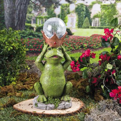 solar frog garden statue