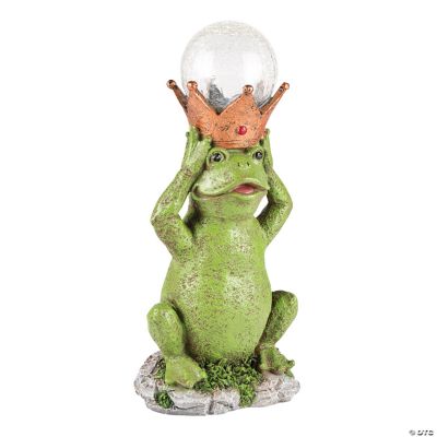 solar frog garden statue