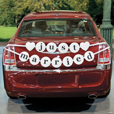 Just Married Car Pennant Banner Oriental Trading