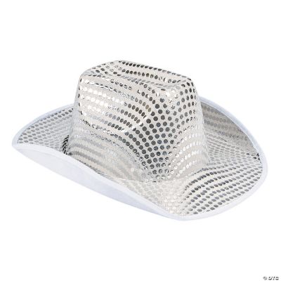 Adult Silver Sequin Cowboy Hats, Cowboy Hats, Hats, Caps & Bandanas, Costumes, Accessories