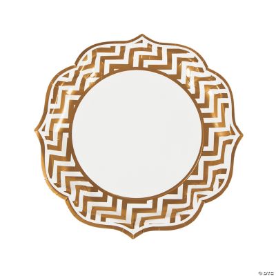 Gold Chevron Scalloped Edge Dinner Plates
