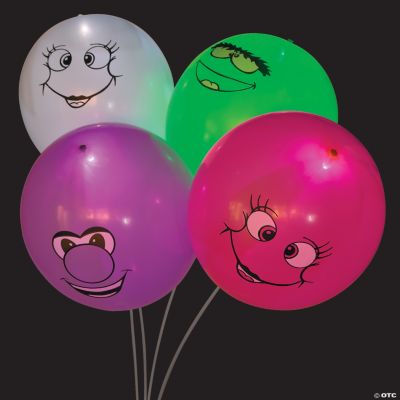 illooms® LED Balloons Happy Face LightUp Latex Balloons Oriental Trading