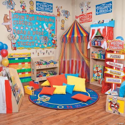 reading corner classroom corners carnival theme orientaltrading preschool decor eyfs circus nook