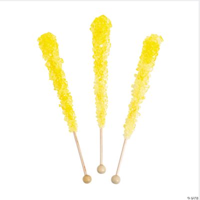 Yellow Rock Candy Lollipops - 12 Pc.
