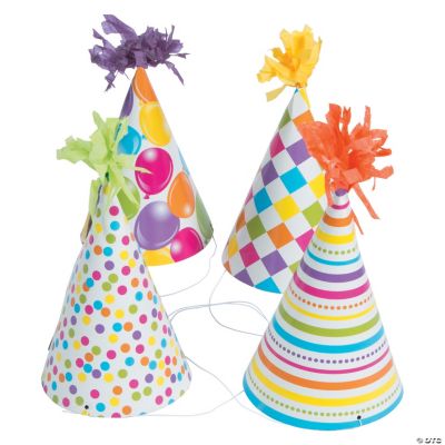 Fun Print Birthday Cone Hats