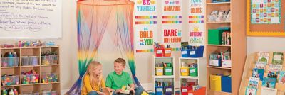 Paint Chip Classroom Reading Corner Idea