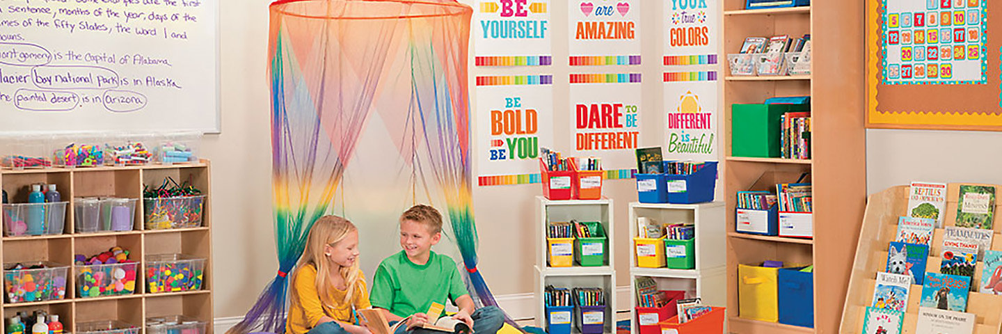 Paint Chip Classroom Reading Corner Idea