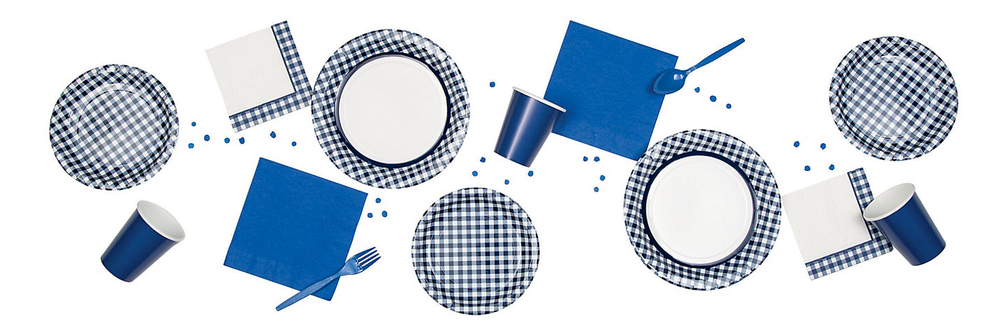 Navy Gingham Party Supplies