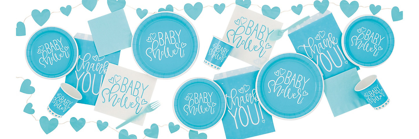 Blue Heart Baby Shower Party Supplies