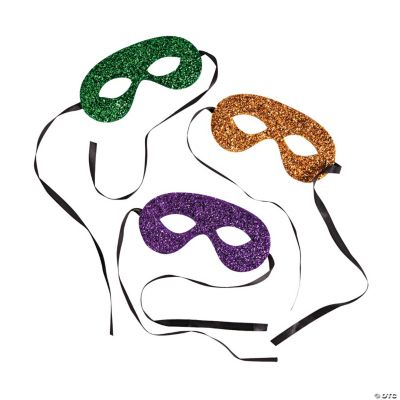 Mardi Gras Glitter Tie Masks