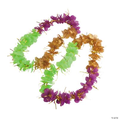 Mardi Gras Flower & Tinsel Leis