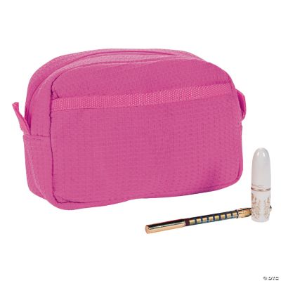 Personalized Hot Pink Waffle Weave Cosmetic Bag