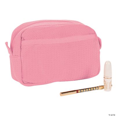 Personalized Light Pink Waffle Weave Cosmetic Bag