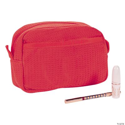 Personalized Red Waffle Weave Cosmetic Bag