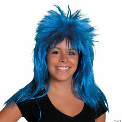 Neon Blue Mullet Wig