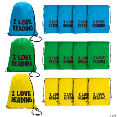“I Love Reading” Drawstring Backpacks
