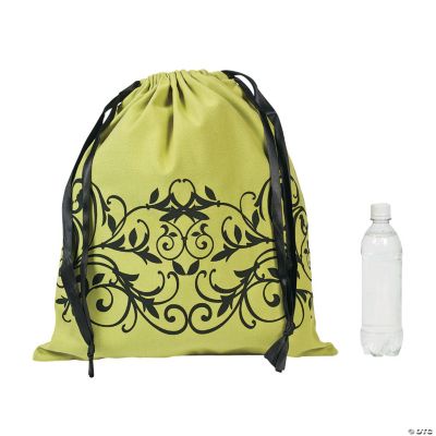 Filigree Lime Drawstring Tote Bag