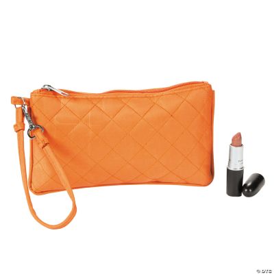 Orange Quilted Wristlet Purse