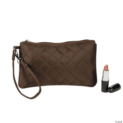 Brown Quilted Wristlet Purse