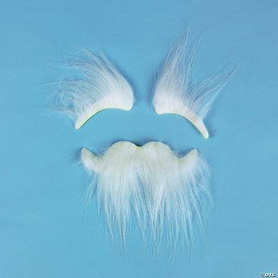Stick-On White Bushy Eyebrows & Mustache Set