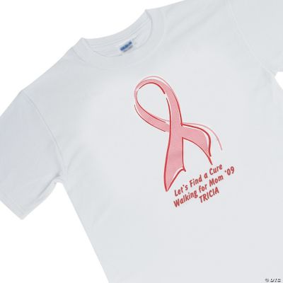 Personalized Pink Ribbon White T-Shirt - Adult XXL (50-52)