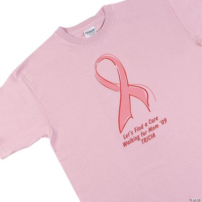 Personalized Pink Ribbon Pink T-Shirt — Youth Large (14-16)