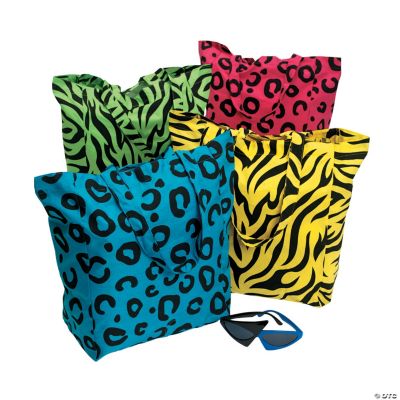 Neon Animal Print Tote Bags