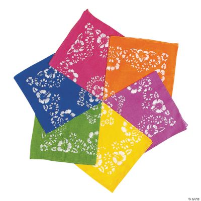 Solid Bandanas With Hibiscus Print